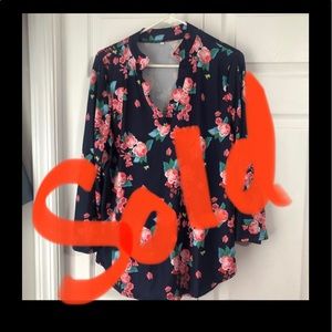 Navy blue floral top